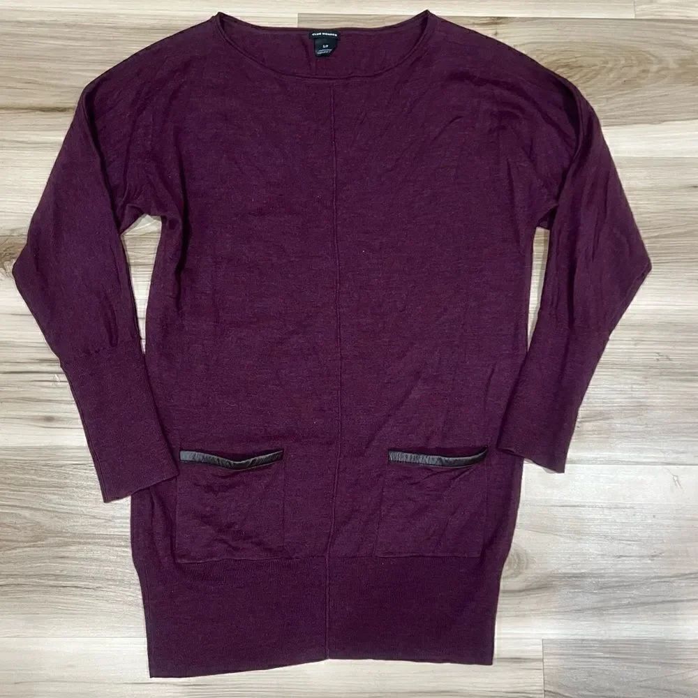 Club Monaco 100% Wool Maroon Tunic Sweater Women’s Small